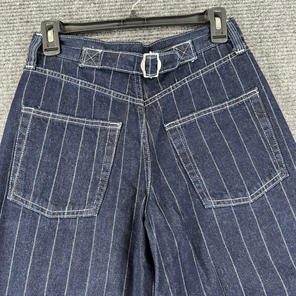 BDG Urban Outfitters Pinstripe Wide Barrel Leg Railroad Jeans Womens 25W 32L